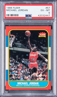 1986-87 Fleer #57 Michael Jordan Rookie Card - PSA EX-MT 6
